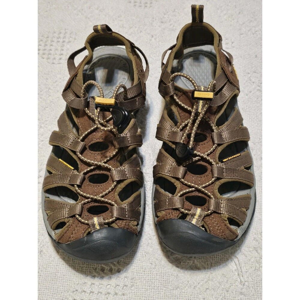 KEEN Waterproof Hiking Sandals Brown Leather Bungee Laces Women's Size 6.5